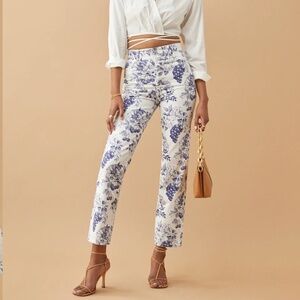 Reformation Cynthia Toile High Rise Straight Jeans